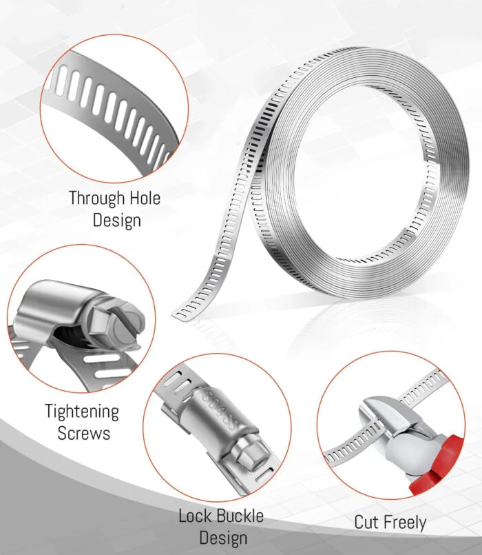 201/304 stainless steel 50m long worm gear hose clamp can accept customization