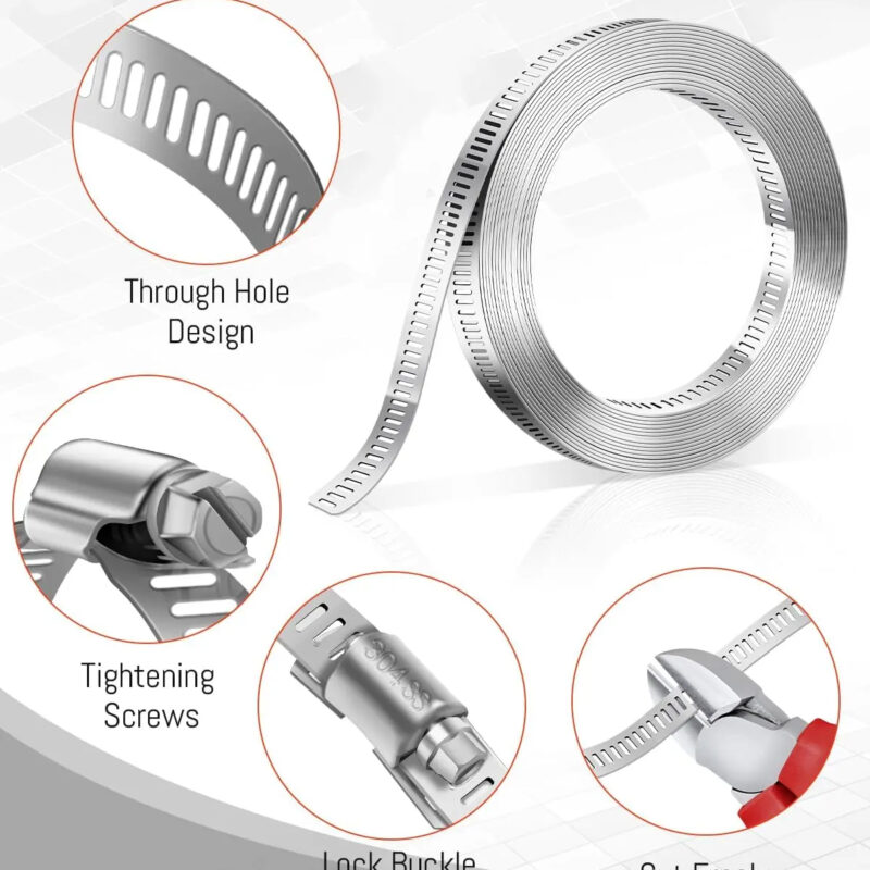 201/304 stainless steel 50m long worm gear hose clamp can accept customization