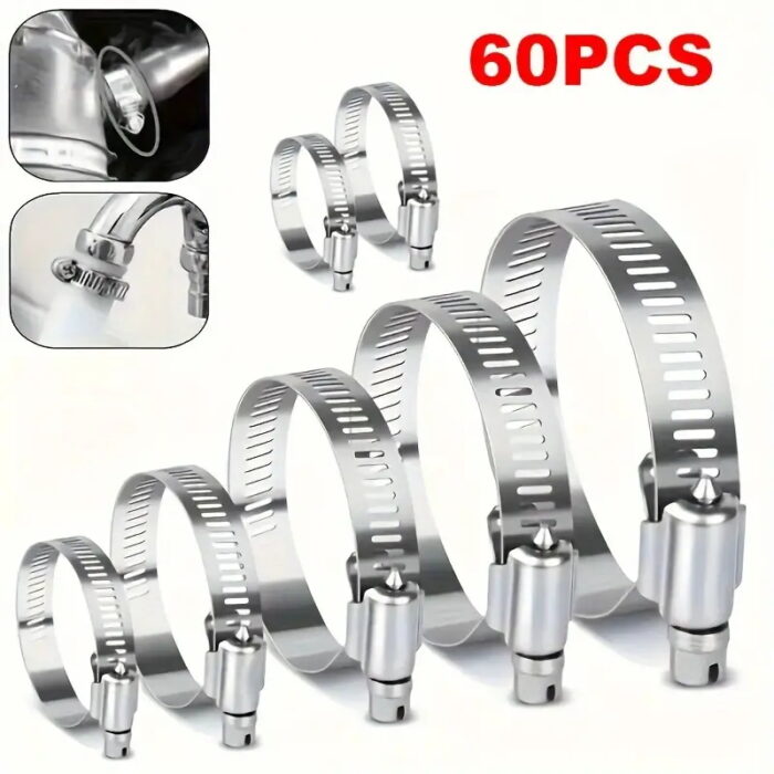 Adjustable stainless steel screw with hose clamp