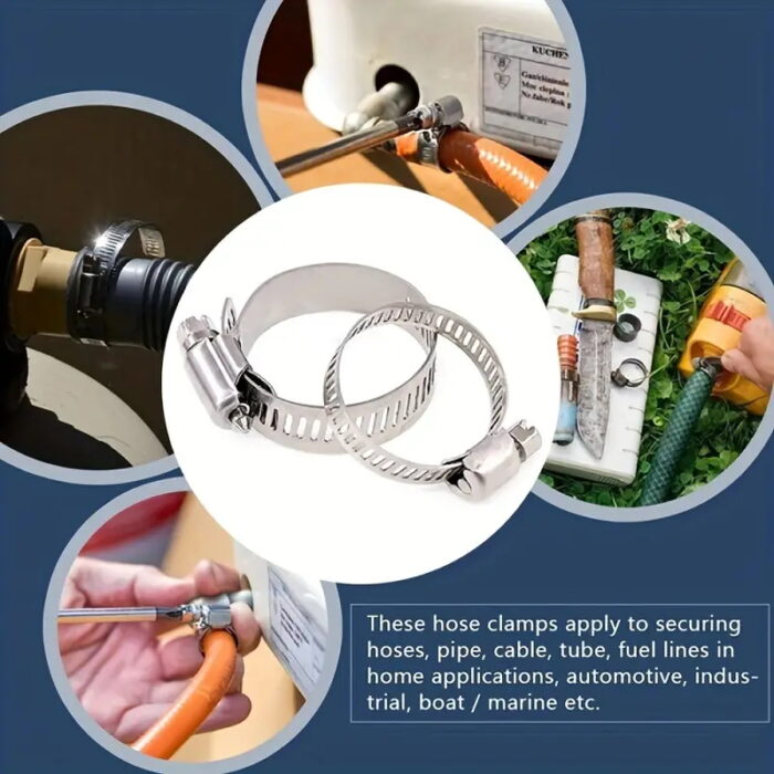 Adjustable stainless steel screw with hose clamp