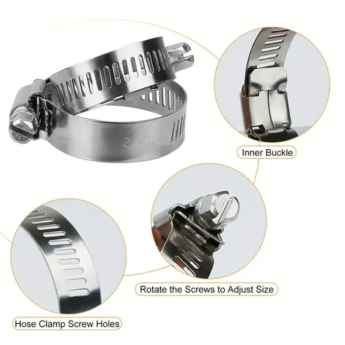 Adjustable stainless steel screw with hose clamp