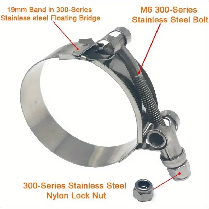 1.75" Stainless Steel T-Bolt Hose Clamp